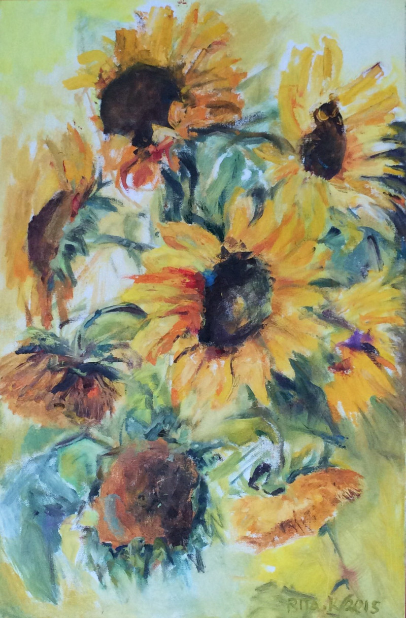 Sunflower original painting by Rita Krupavičiūtė. Oil painting