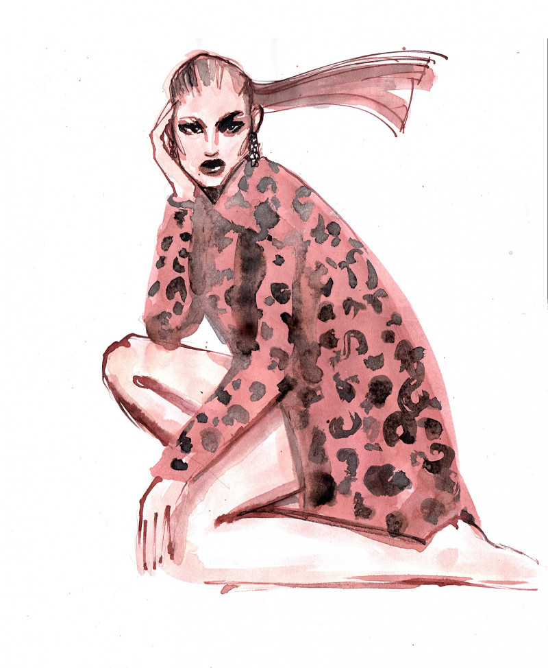 Leopard Print original painting by Anya Dee. Fashion Illustration