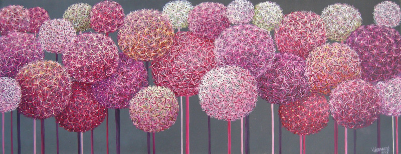 Pink Fluff original painting by Viktorija Labinaitė. Flowers