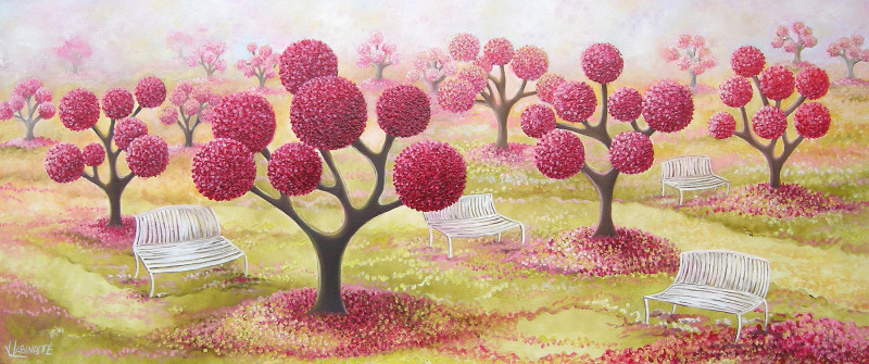 Raspberry Garden original painting by Viktorija Labinaitė. For large spaces
