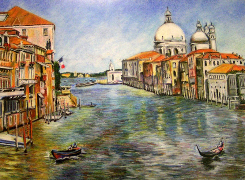 Venice. Grand Canal original painting by Svetlana Grigonienė. Pastel