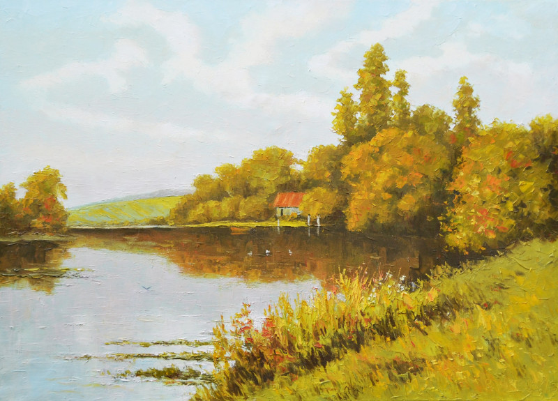 By the Lake original painting by Rimantas Virbickas. Landscapes