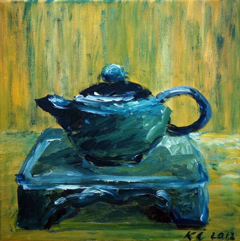 Teapot original painting by Kristina Česonytė. Acrylic painting