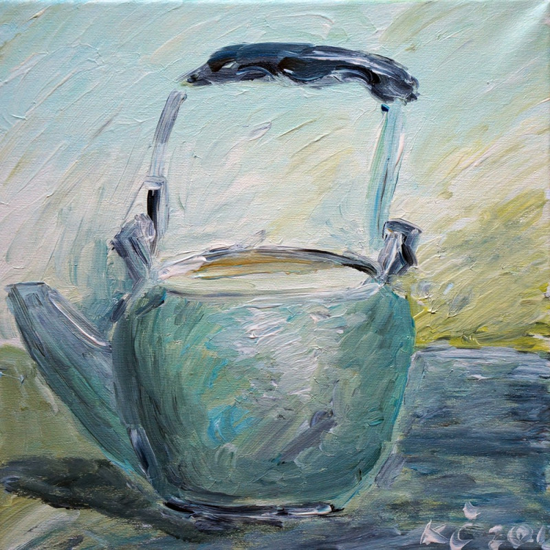 Antique Teapot original painting by Kristina Česonytė. Acrylic painting