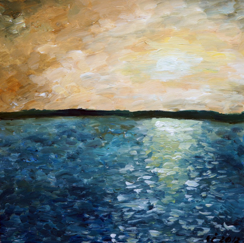 Sunset original painting by Kristina Česonytė. Acrylic painting
