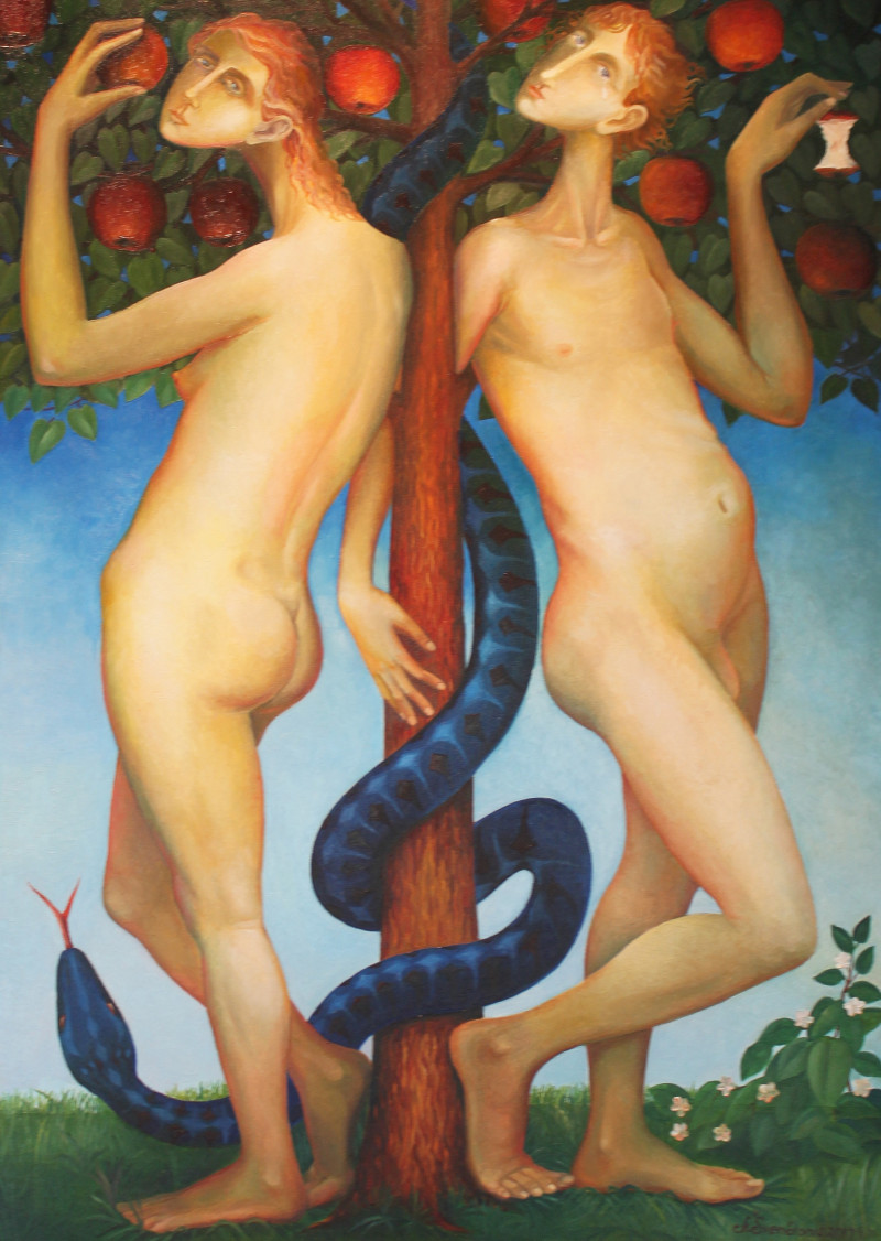 Adam and Eve original painting by Arnoldas Švenčionis. For Art Collectors