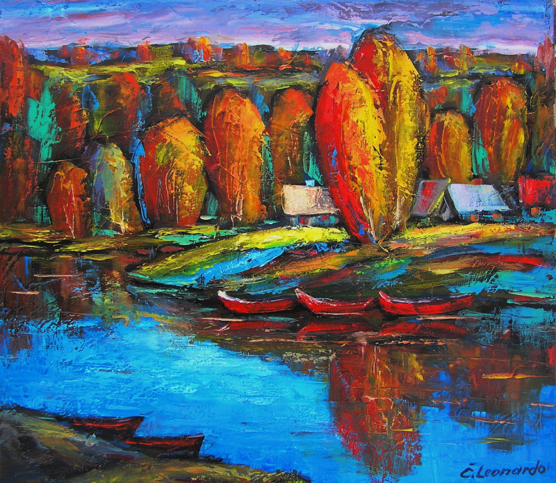 Leonardas Černiauskas tapytas paveikslas Ruduo prie ežero, Tapyba aliejumi , paveikslai internetu