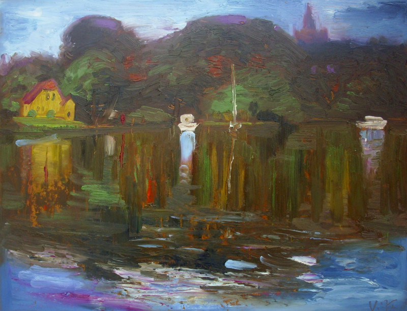 Havel river original painting by Vidmantas Jažauskas. 250 EUR or less