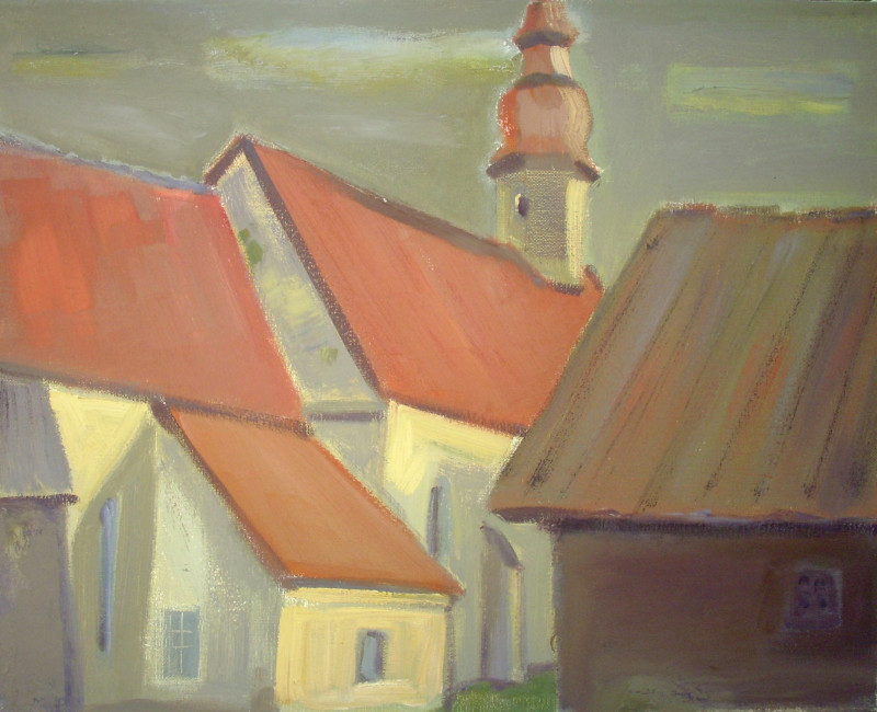 Palamuse Church original painting by Vidmantas Jažauskas. 250 EUR or less