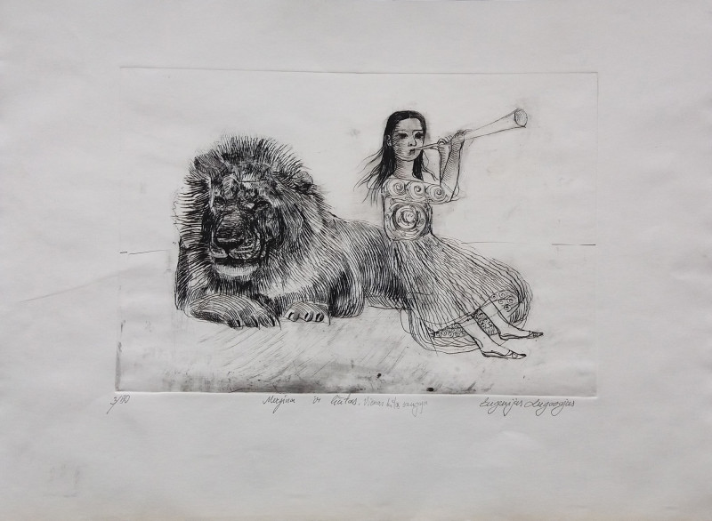 Lion and a Girl Looking After Eachother