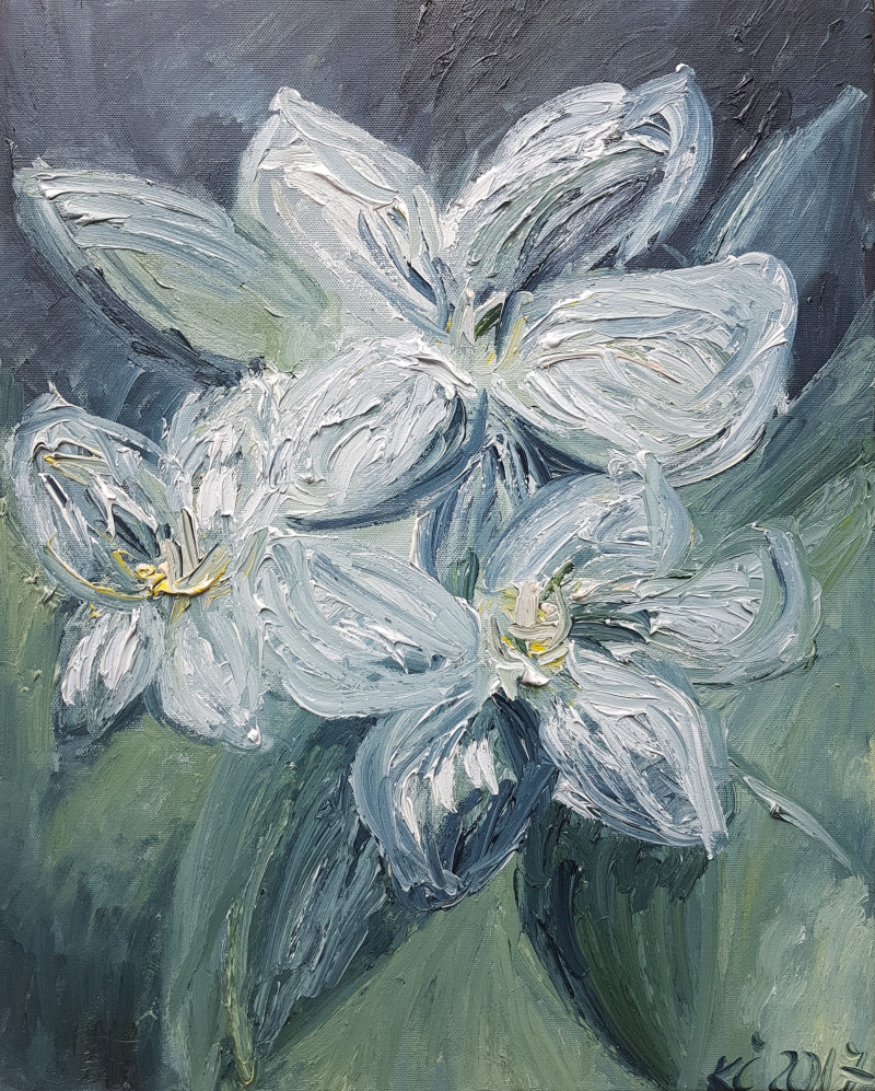 Kristina Česonytė tapytas paveikslas Nežinomos gėlės 2, Gėlės , paveikslai internetu