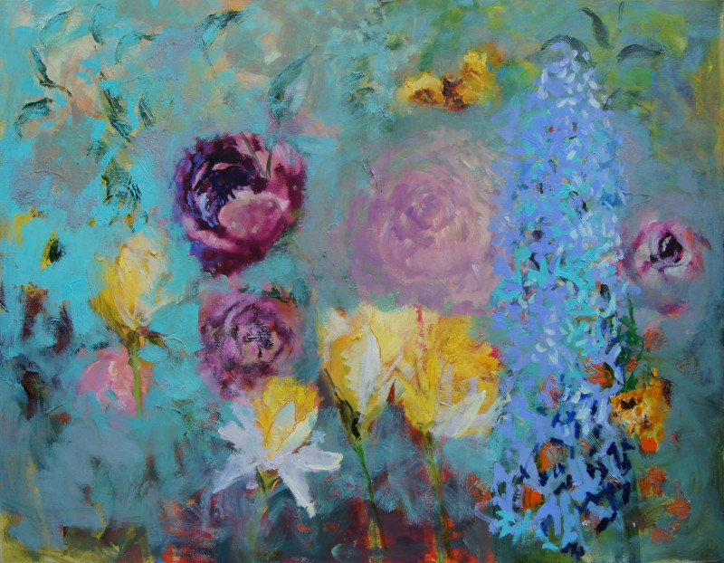 Rasa Staskonytė tapytas paveikslas Kvepalai, širdies nata hiacintas, Gėlės , paveikslai internetu