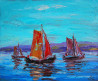 Sails original painting by Leonardas Černiauskas. Marine Art