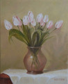 White Tulips original painting by Danutė Virbickienė. Still-Life