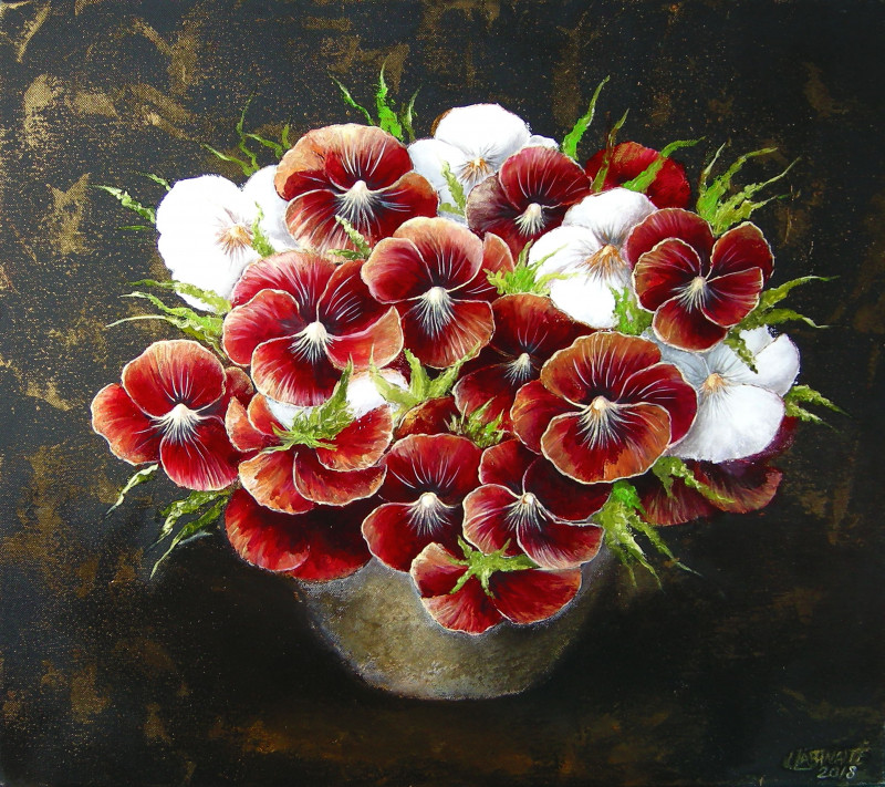 Viktorija Labinaitė tapytas paveikslas Rubino rausvumo žiedai, Gėlių kalba , paveikslai internetu