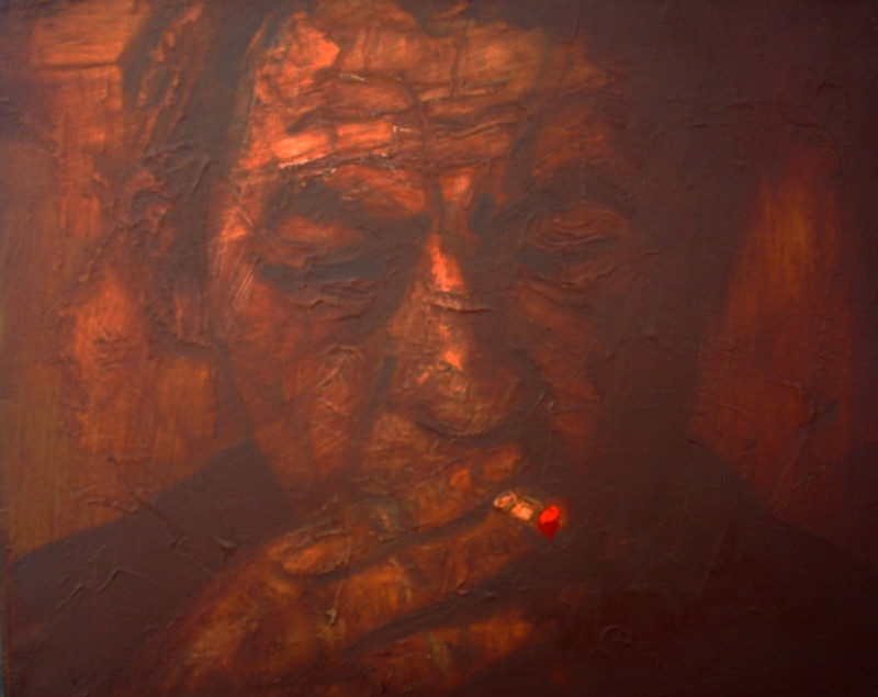 Cigaret. Portrait of Paulius Širvys original painting by Vidmantas Jažauskas. Portrait