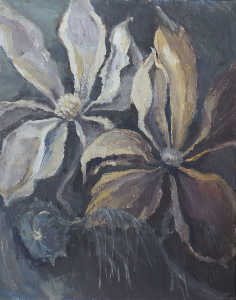 Flowers In The Moonlight original painting by Viltė Gridasova. Flowers