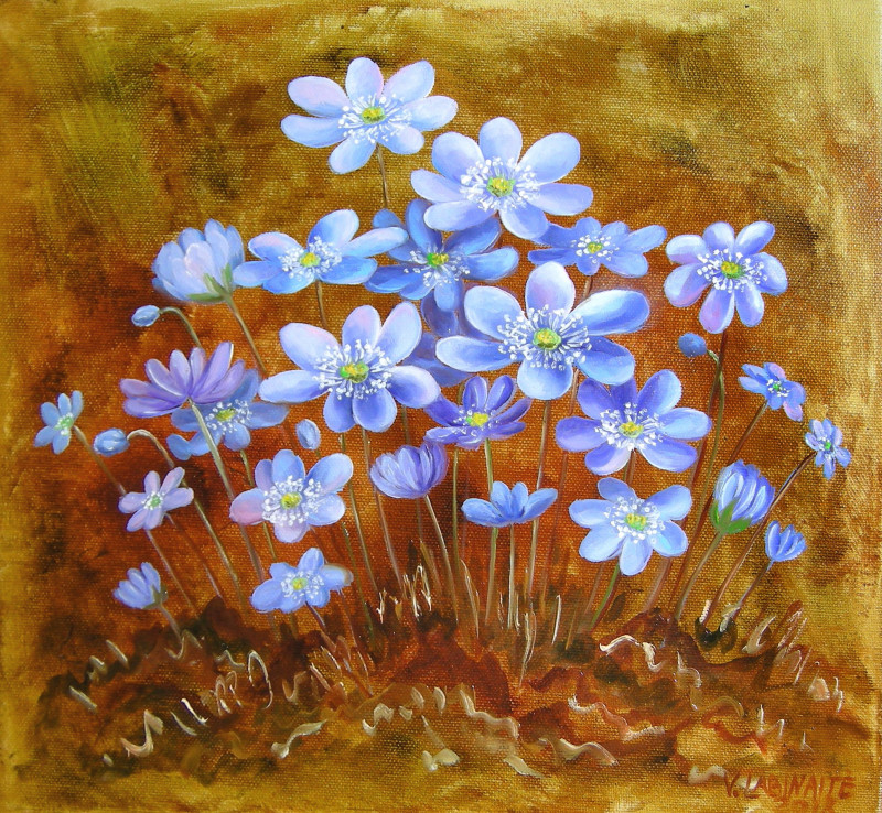Violets II original painting by Viktorija Labinaitė. Flowers