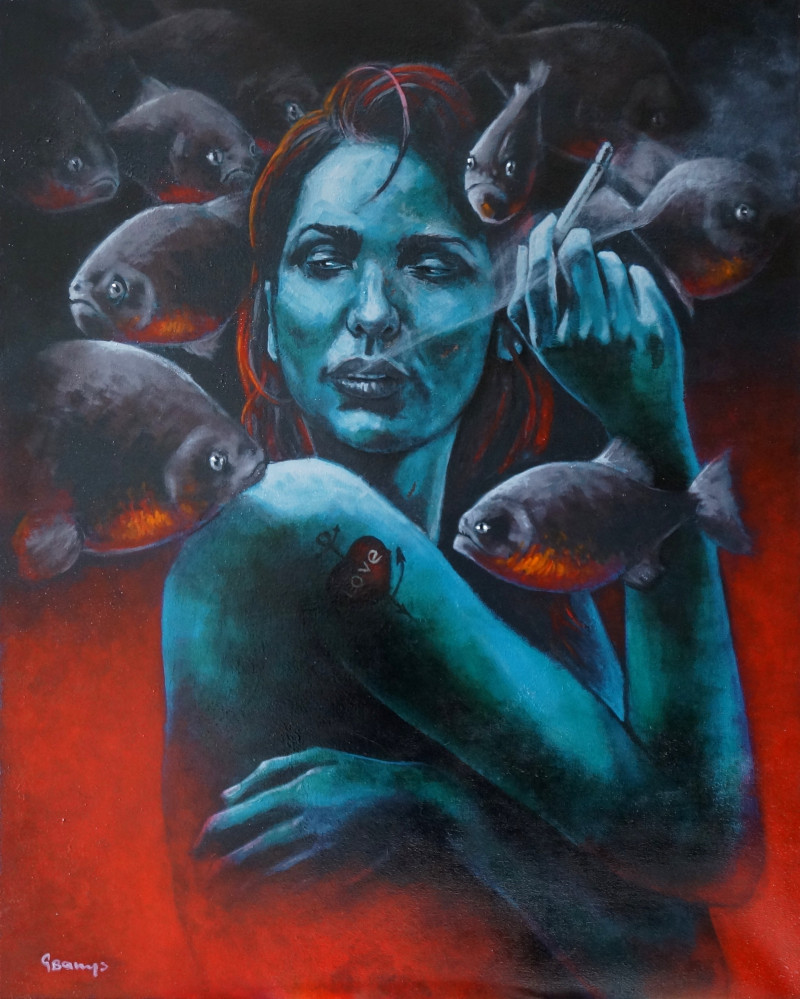 Fisherman's Daughter original painting by Gintas Banys. Fantastic