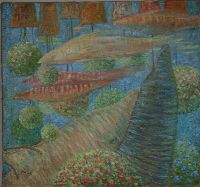 Nomeda Balasevičiūtė tapytas paveikslas Žuvų sodai, Vaikų kambariui , paveikslai internetu