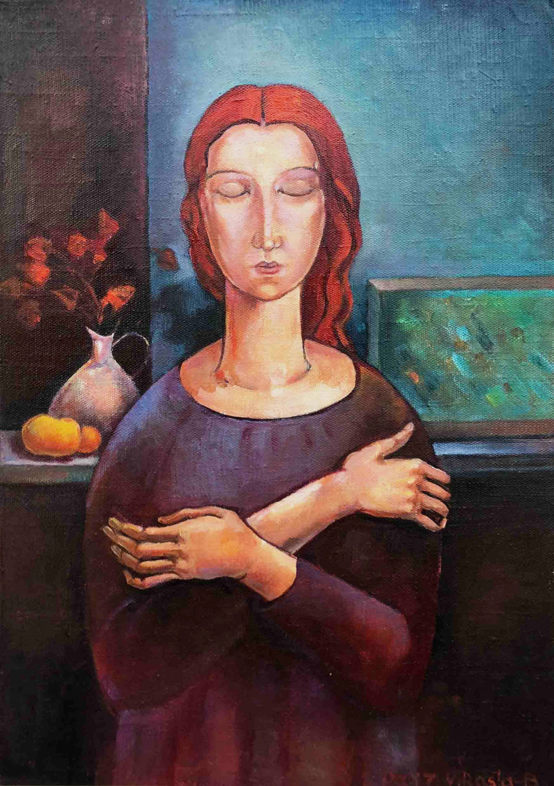Woman By Herself original painting by Violeta Bulavienė. Paintings With People