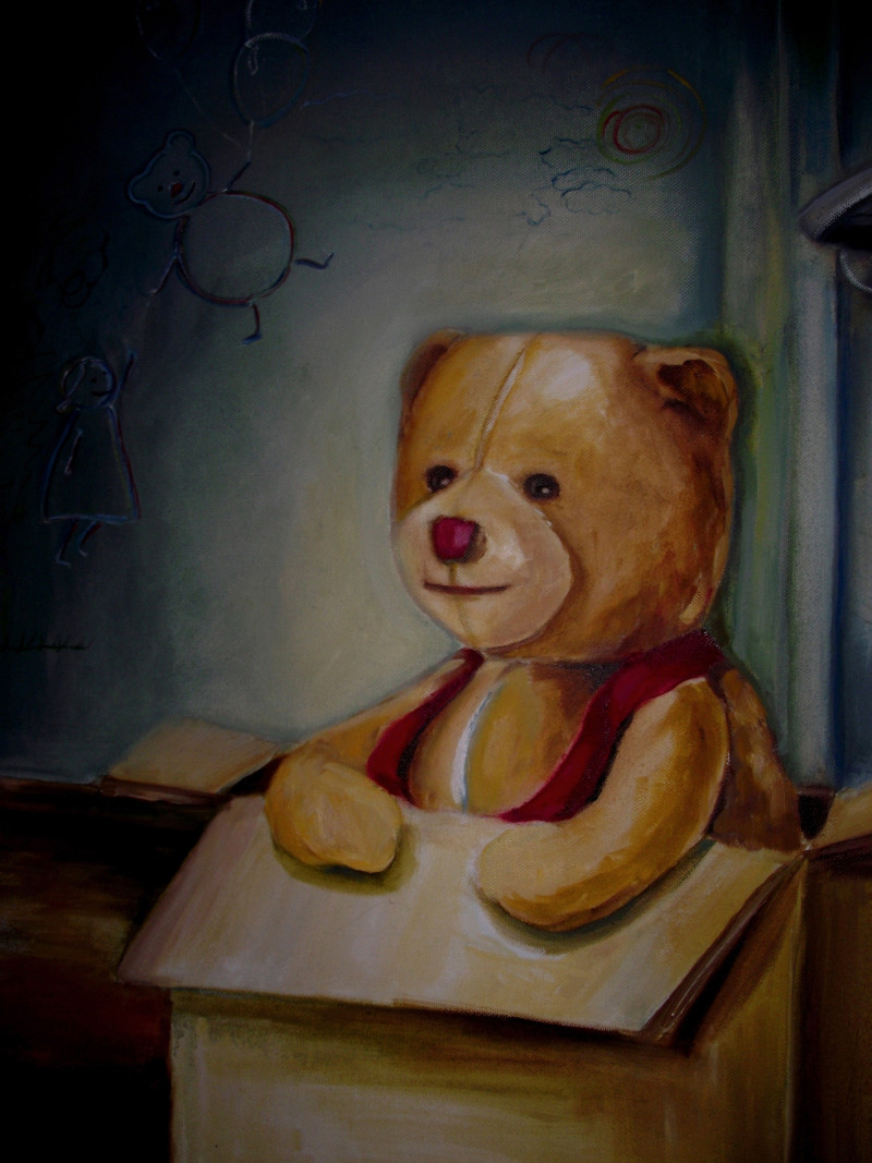 Childhood Friend original painting by Aurelija Filipauskytė. For children room