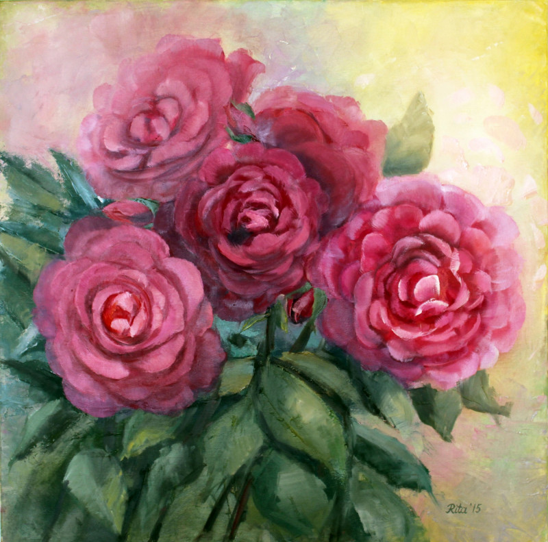 Rita Medvedevienė tapytas paveikslas Rožės, Gėlės , paveikslai internetu