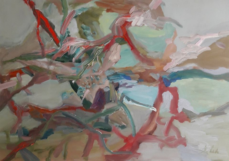 Rūta Levulienė tapytas paveikslas Vakarojimas, Abstrakti tapyba , paveikslai internetu