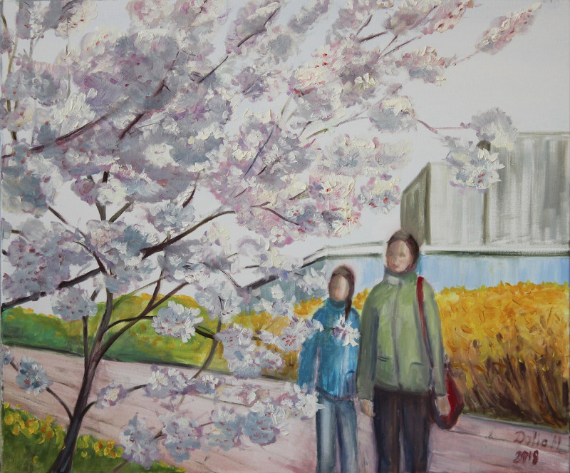 Cherry Blossoms original painting by Dalia Motiejūnienė. Oil painting