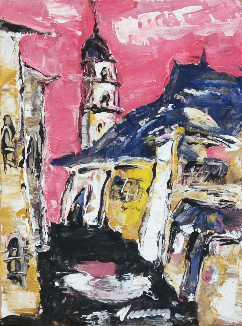 Oldtown II original painting by Vaclovas Vekerotas. For your working place
