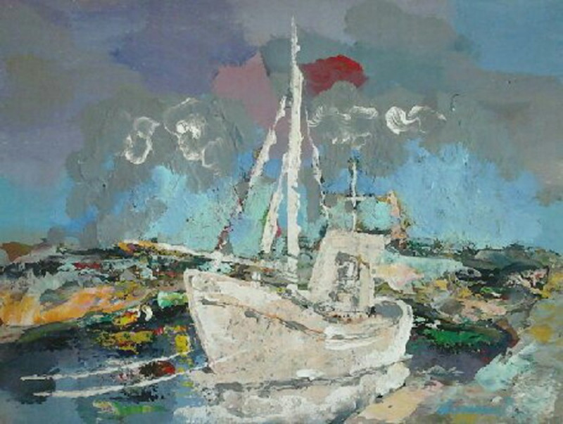 Vaclovas Vekerotas tapytas paveikslas Baltas laivas, Marinistiniai paveikslai , paveikslai internetu