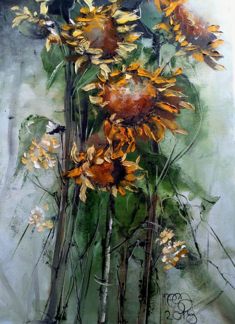 Inesa Škeliova tapytas paveikslas Saulėgrąžos 4, Gėlės , paveikslai internetu