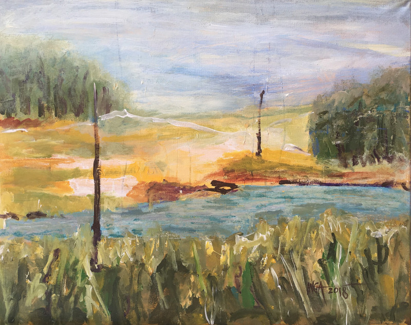 Inga Dambrauskienė tapytas paveikslas Upė, Abstrakti tapyba , paveikslai internetu