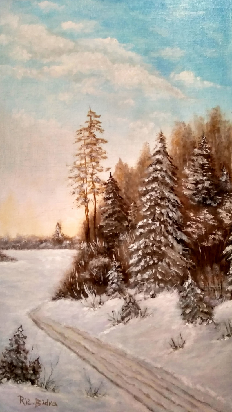Ričardas Bidva tapytas paveikslas Žiemos rytas, Peizažai , paveikslai internetu