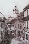Eugenijus Lugovojus tapytas paveikslas Vilniaus senamiesčio gatvė su Šv. Jonų bažnyčia, Urbanistinė tapyba , paveikslai inter...