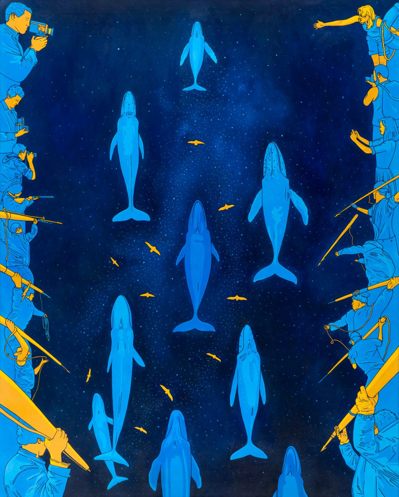 Maksym Golovko tapytas paveikslas Whales / parama Ukrainai, Slava Ukraini , paveikslai internetu
