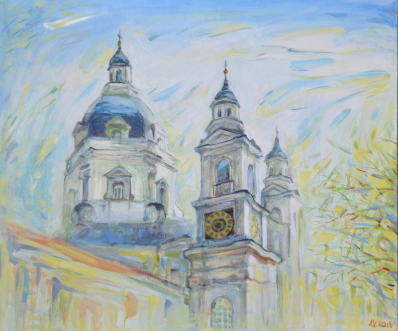 Pažaislis original painting by Violeta Latvytė-Narbutienė. Urbanistic - Cityscape