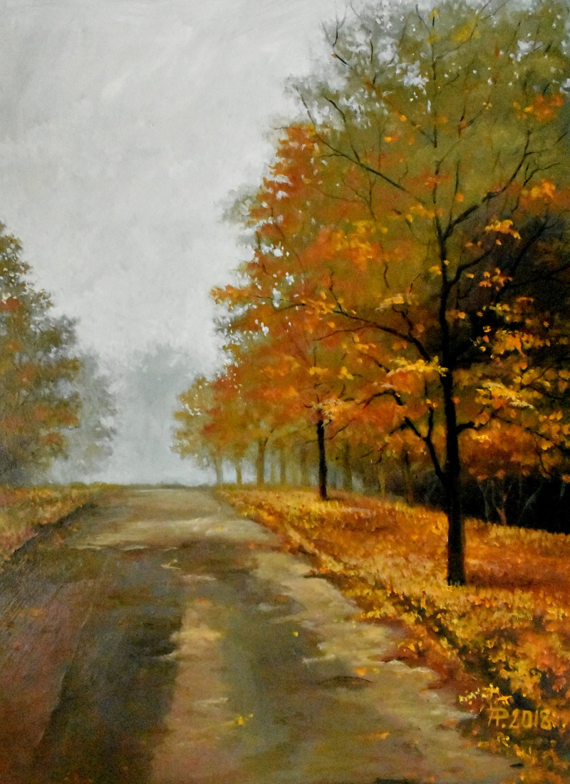 Autumn original painting by Aloyzas Pacevičius. Paintings With Autumn
