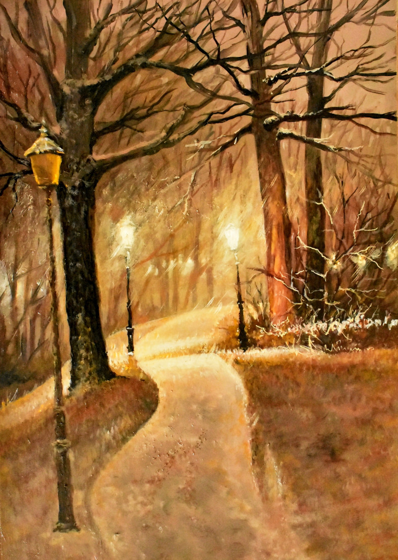 Evening original painting by Aloyzas Pacevičius. Paintings With Autumn