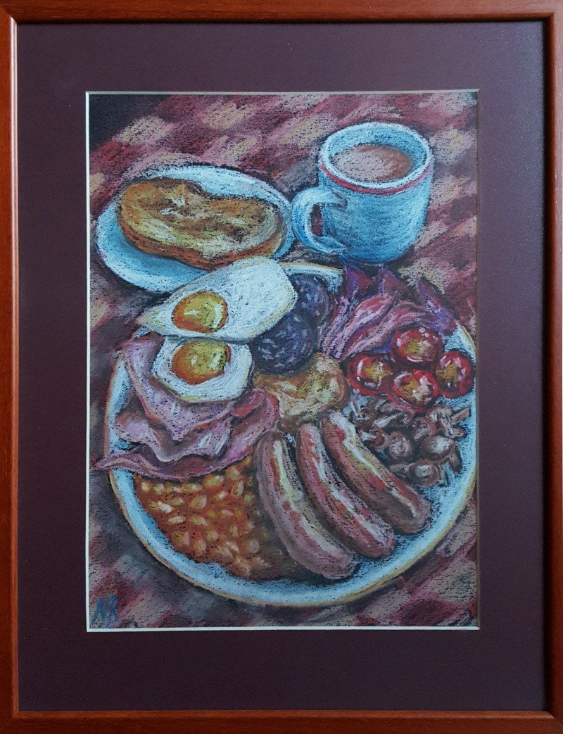 English Breakfast original painting by Natalija Ranceva. Still Life For Kitchen