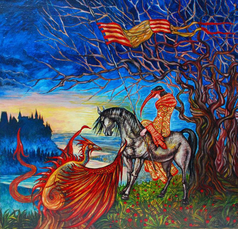 Jurga Povilaitienė tapytas paveikslas Oberonas grįžta namo, Fantastiniai paveikslai , paveikslai internetu
