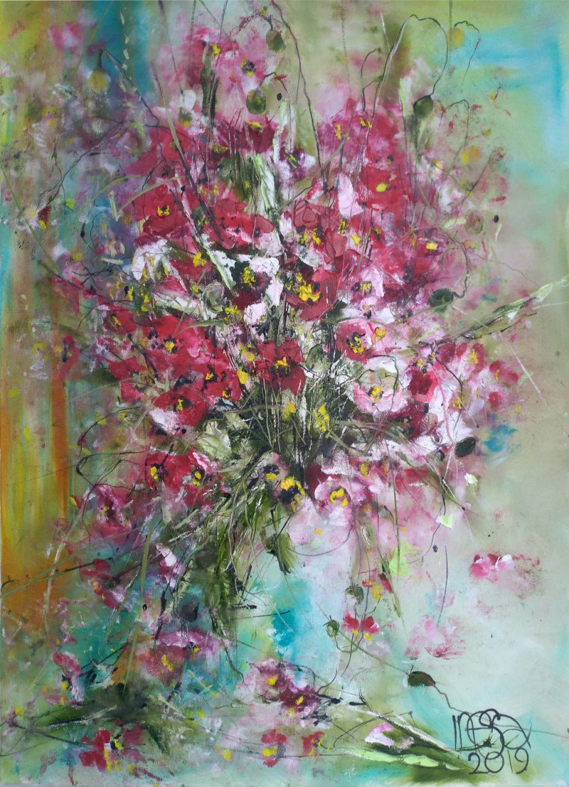 Inesa Škeliova tapytas paveikslas Puokštė 38, Gėlės , paveikslai internetu