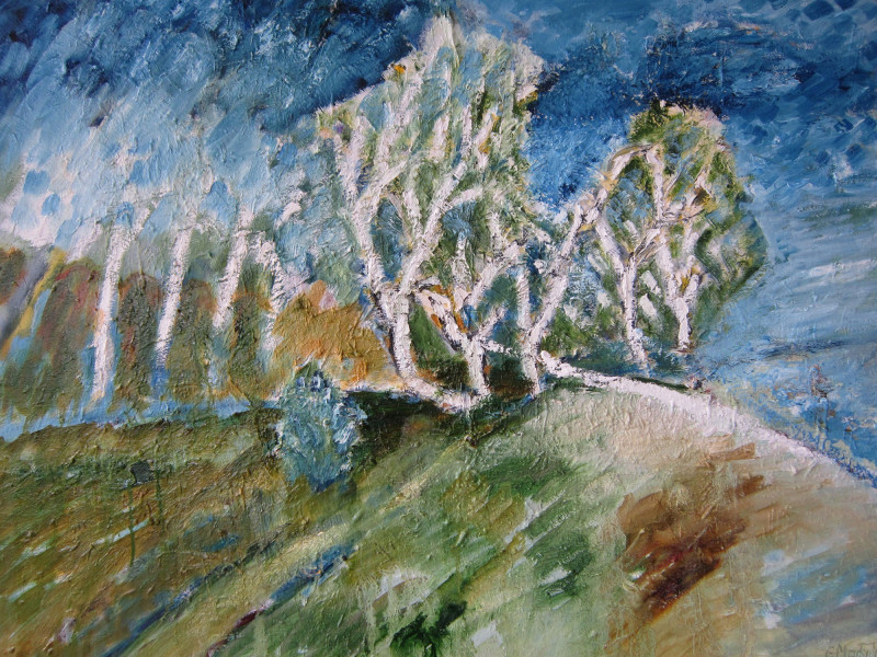 Gitas Markutis tapytas paveikslas Medžiai prie Marių, Abstrakti tapyba , paveikslai internetu