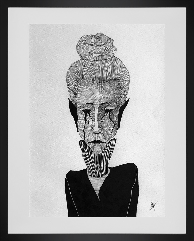 Rūta Budėnaitė tapytas paveikslas Woman with tears, Linijos Menas , paveikslai internetu