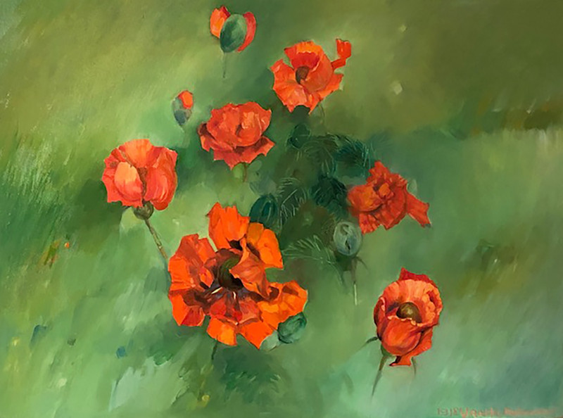 Poppies original painting by Violeta Bulavienė. Talk Of Flowers