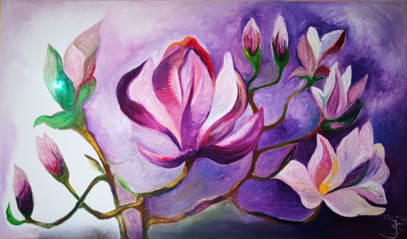 Magnolias original painting by Simona Juškevičiūtė. Talk Of Flowers