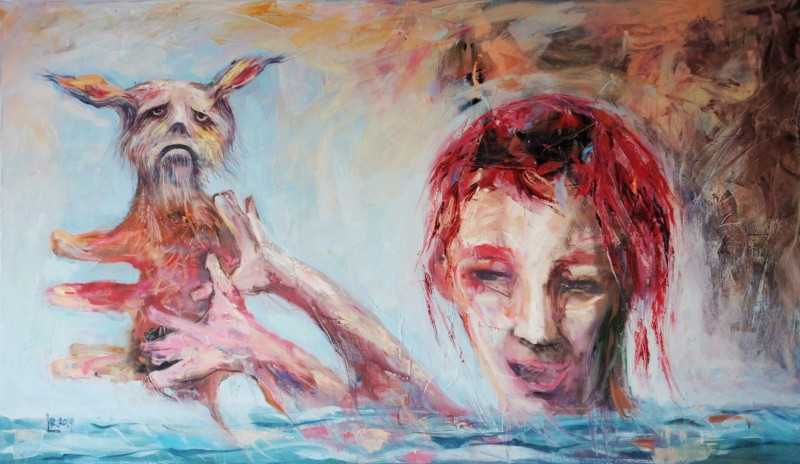 Redas Lučiūnas tapytas paveikslas Nepatinka - vanduo šlapias, Išlaisvinta fantazija , paveikslai internetu