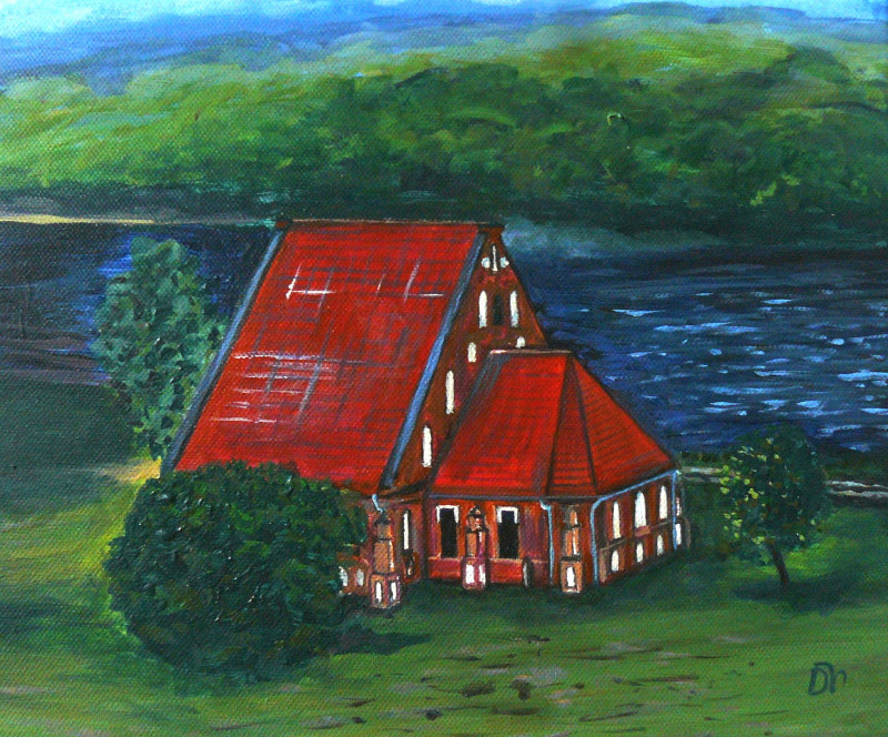 Zapyskis St. John's Monumental Church original painting by Dalius Virbickas. Landscapes