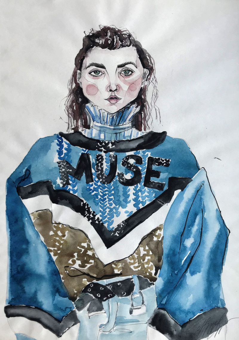 Muse original painting by Agnė Laurinavičiūtė Liakienė. Fashion Illustration
