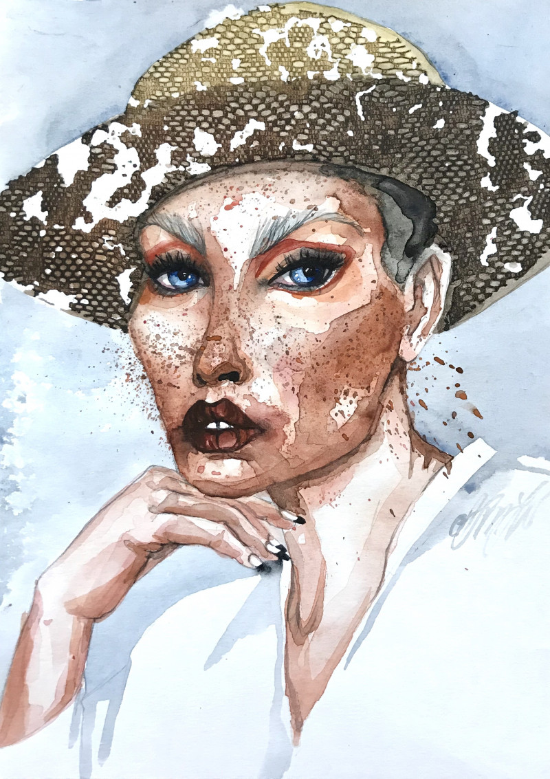 Summer Freckles original painting by Agnė Laurinavičiūtė Liakienė. Fashion Illustration
